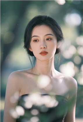 性感香肩锁骨东方美女摄影图片